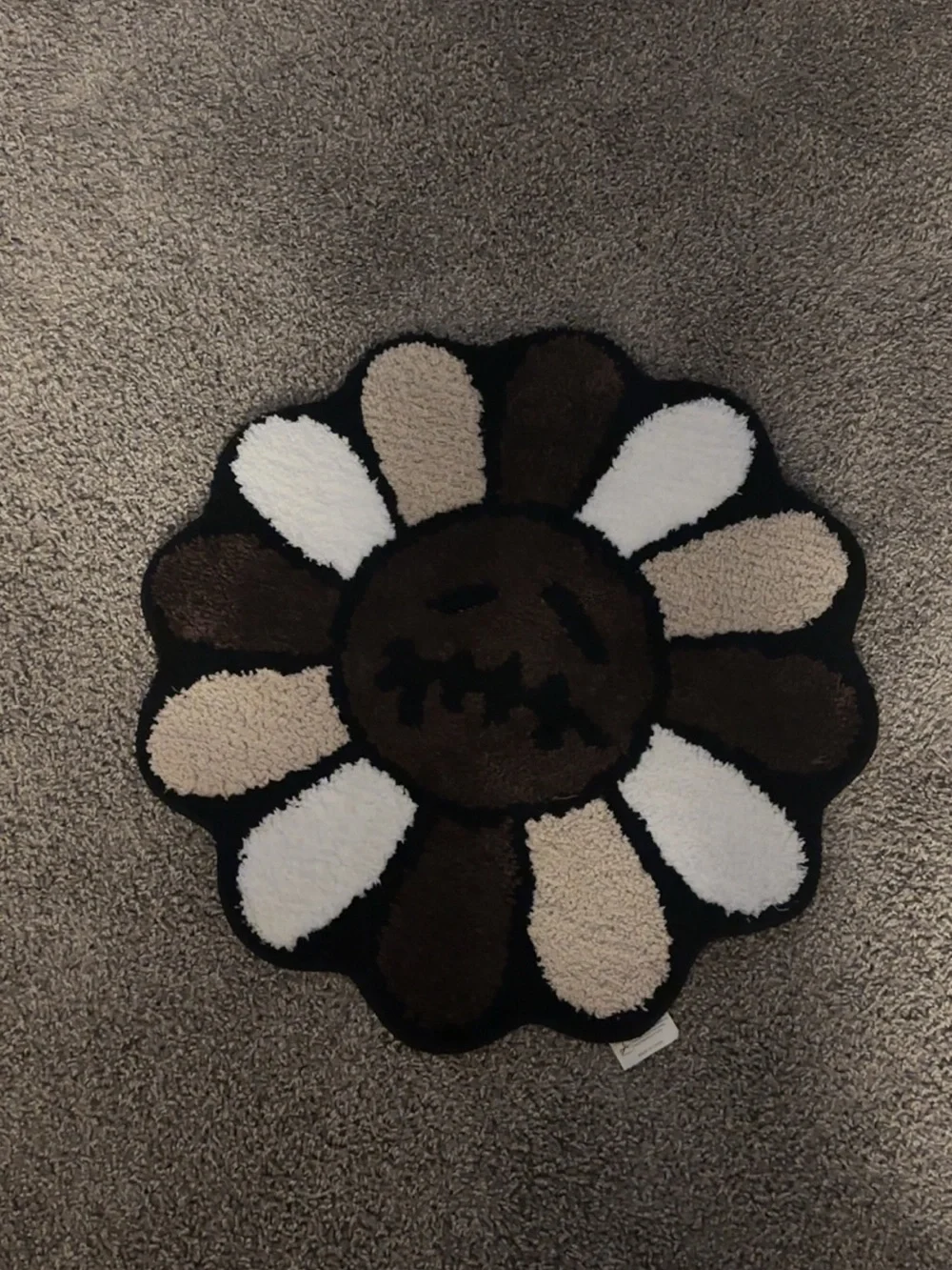Brown & White Flower Accent Rug